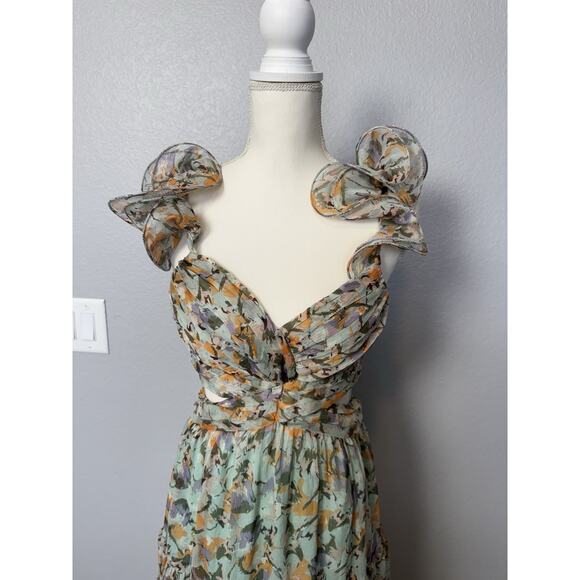 New ASTR the label Fritillaria Maxi Dress Multi Print Floral Green Size Small - Picture 4 of 8